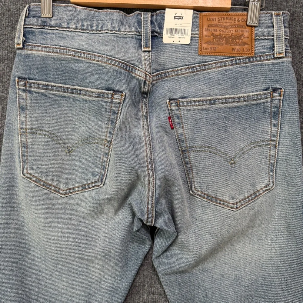 Levis‎ 512 Jeans 30x30 Selvedge Mens Slim Taper Light Wash Stretch Denim